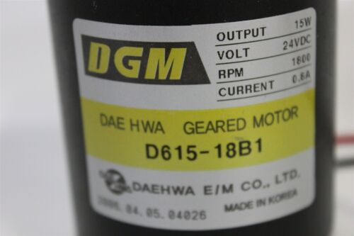 DGM GEARED MOTOR D615-18B1 15W 24VDC 1800RPM 0.8A CURRENT