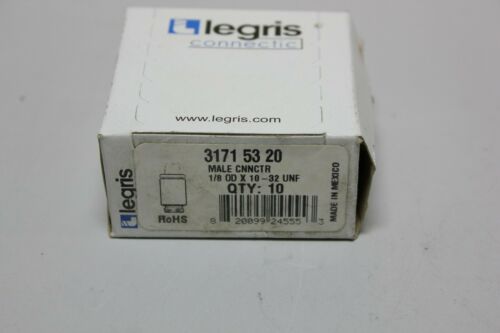 10 New Legris Pneumatic Male Connector Fittings 1/8OD x 10-32 UNF 3171 53 20