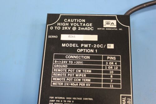 Bertan Modular High Voltage Power Supply 0-2KV @ 2mADC PMT-20C/N OPTION 1