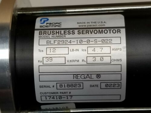 Pacific Scientific Semitool Brushless Servo Motor Servomotor 17410-17 BLF2924-10