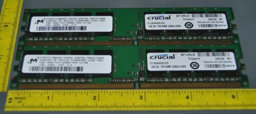 2GB (2X1GB) MICRON PC2-6400 DDR2 800 NON-ECC MEMORY/RAM (S7-6-10C)