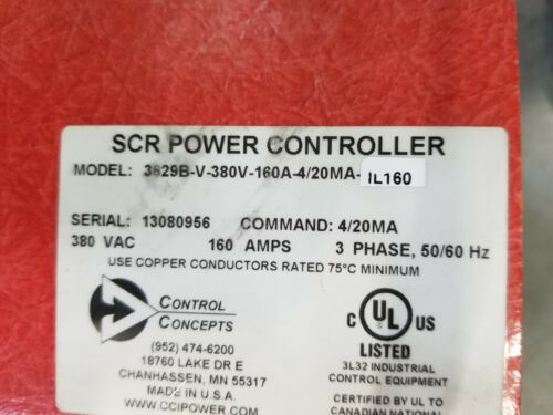 Control Concepts SCR Power Controller 3629B-V-380V-160A-4/20MA-IL160