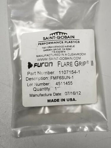 New Saint-Gobain Furon Flare Grip II 3/8" Straight PVDF Union Fitting FMF6SUN-1