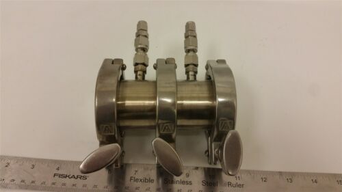 2 Section Stainless Steel Hi Purity Assembly W/clamps/ends Caps Flanges Fittings