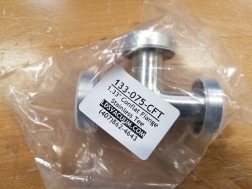 LDS Vacuum 1.33 Conflat Tee Flange Adapter High Vacuum 133-075-CFT Fitting SS