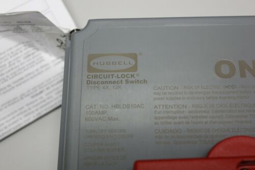 New Hubbell Circuit-Lock Safety Disconnect Switch 100A 600V HBLDS10AC
