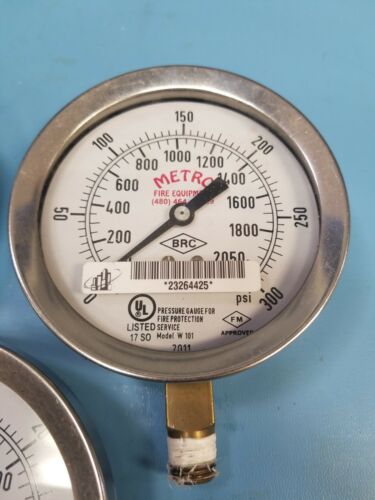 (3) Metro 300PSI Pressure Gauge for Fire Protection Service W101