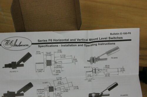 New Dwyer Anderson Liquid Level Switch Sensor F6-HPS-11