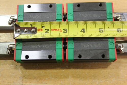 Pair of 965mm Hiwin Linear Rail Guide & 4 Bearing Blocks EGR20C OM499-20