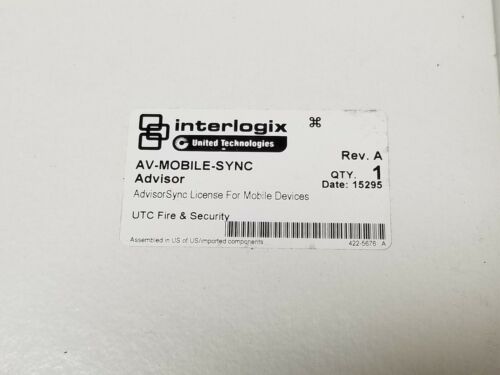 New Interlogix AV-MOBILE-SYNC Advisor Advisorsync License For Mobile Devices