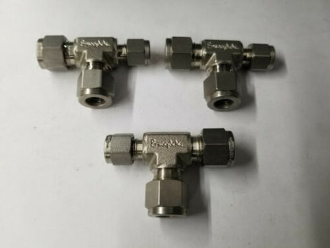 3 New Swagelok Stainless Steel Reducing Union Tee Fitting 3/8X1/4 SS-600-3-4-6