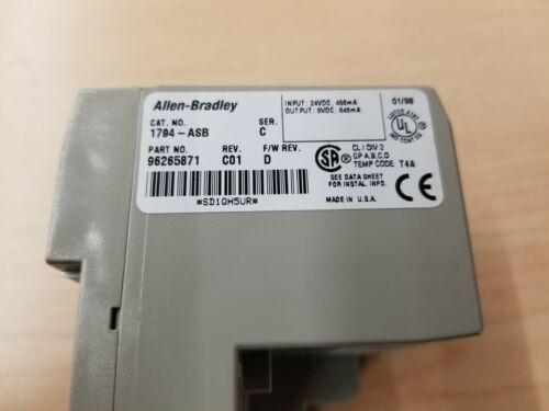 Allen Bradley Flex I/O 24VDC Power Supply RIO Adapter 1794-ASB C F/W D PLC