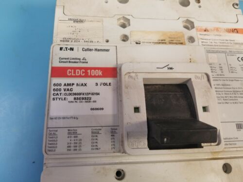 Eaton Cutler Hammer 600 AMP Circuit Breaker 600A Cat: CLDC3600FK12P05Y04