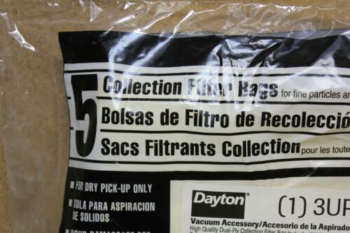 New 5pk Dayton Shop Vac Vacuum Filter Bags 3UP64 For Models 4YE65 & 4YE66
