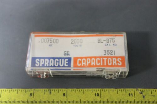 5 VINTAGE SPRAGUE .0075MF 2000V CAPACITORS TYPE GA BL-D75 (S17-2-103A)