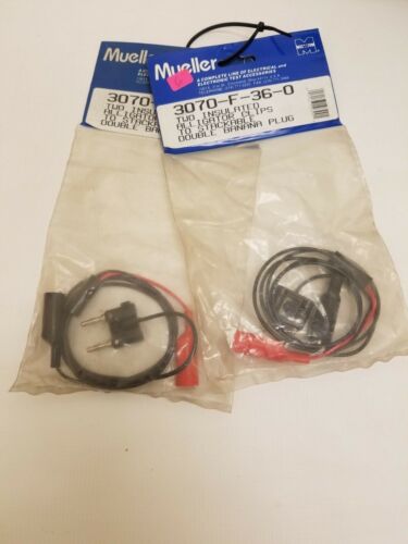 lot of 2 Mueller 3070-F-36-0 Alligator clips to double banana plug