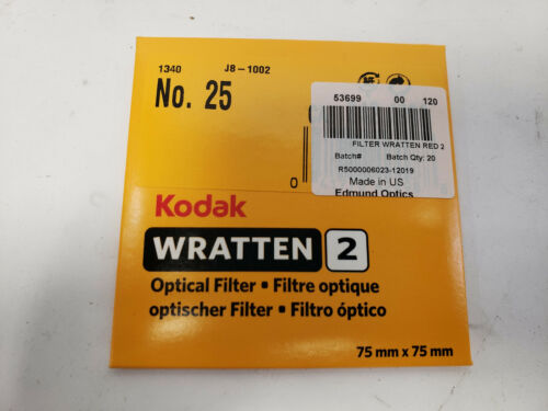 4 Kodak Wratten 2 No.25 Red Optical Filters 75mmx75mm