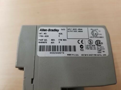 Allen Bradley Flex I/O 24VDC Power Supply RIO Adapter 1794-ASB E F/W D PLC