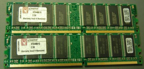 KINGSTON KTD4400/1G 2GB KIT(2X1GB) DDR CL3 266MHZ PC-2100 RAM MEMORY (S17-1-42A
