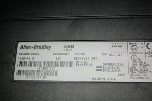 Allen Bradley 7 Slot PLC Chassis & Power Supply 1756-PA72/C A7 B Controllogix