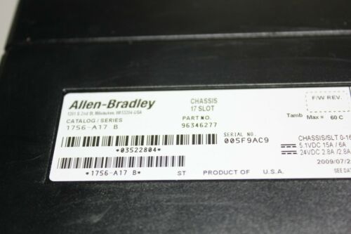 Allen Bradley 17 Slot PLC Chassis & Power Supply 1756-PA75/B A17 Controllogix