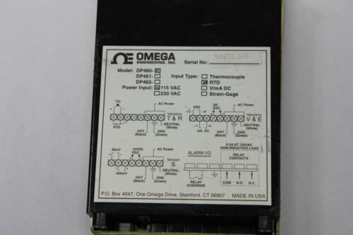 Omega Dp460 Temperature Meter Panel Mount 115Vac