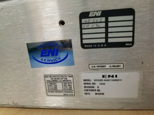 ENI DC Plasma Generator DCG-100 DCG2D-A03110002I SN: 122