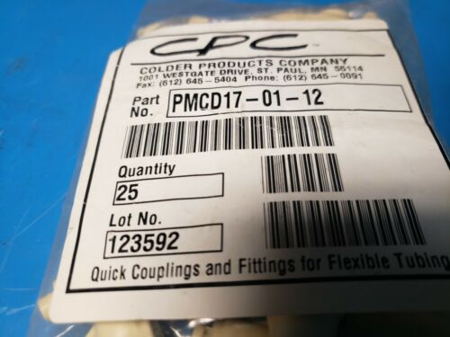 25Pcs Colder Products Company PMCD170112 Valved In-Line Hose Barb Coupling Body