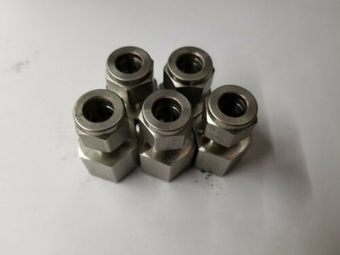 5 New Swagelok Stainless Steel Female Connector Fittings 3/8x3/8 SS-600-7-6