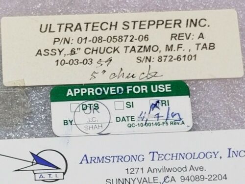 Ultratech Stepper Tazmo 5" Wafer Chuck 01-08-05872-06 Rev A
