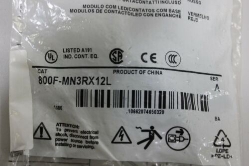 Allen Bradley Red LED/Contact Modules With Latch 800F-MN3RX12L SER. A