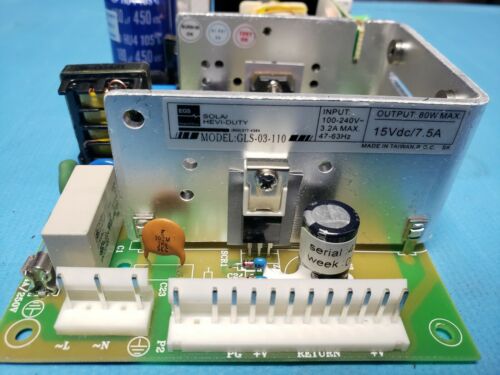 Sola Hevi-Duty EGS GLS-03-110 Switching Power Supply 15VDC 7.5A 80W