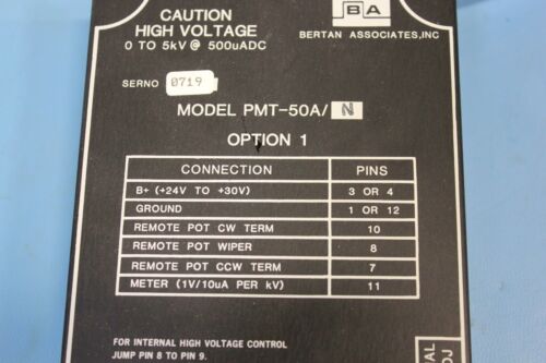 Bertan Modular High Voltage Power Supply 0-5KV @ 500uADC PMT-50A/N OPTION 1