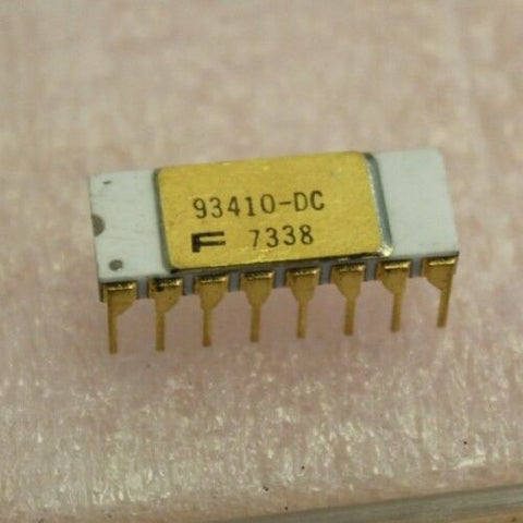 Fairchild 93410-DC White Ceramic/Gold IC Circuit Vintage Chip