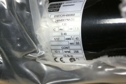 New Bodine Gear Motor Gearmotor 12:1 1/17hp 208rpm 24A4BEPM-D3