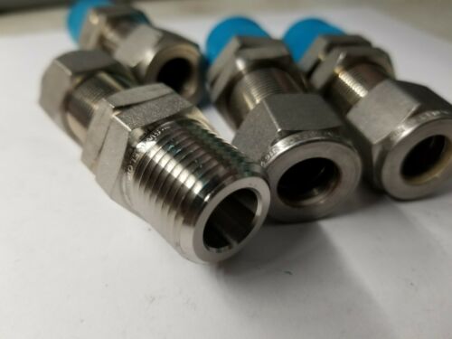 4 New Swagelok Stainless Steel Bulkhead Male Connector 1/2" SS-810-11-8