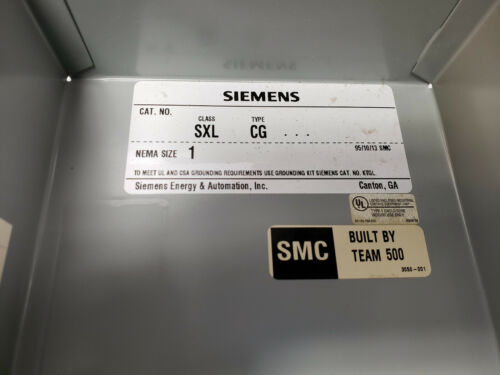 Siemens SXL-CG Nema Size 1 Contactor & Thermal Overload Relay In Enclosure SXLCG
