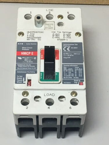 Eaton Cutler Hammer HMCPE007C0C Motor Circuit Protector Trip Breaker HMCP