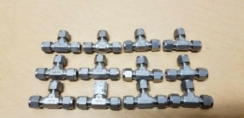 12 New Swagelok Stainless Steel Tee Union Tube Fittings 3/8" SS-600-3