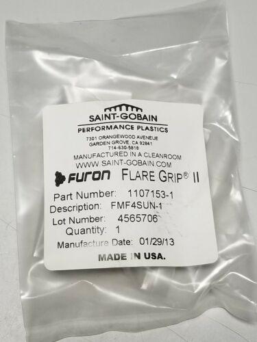 New Saint-Gobain Furon Flare Grip II 1/4" Straight PVDF Union Fitting FMF4SUN-1