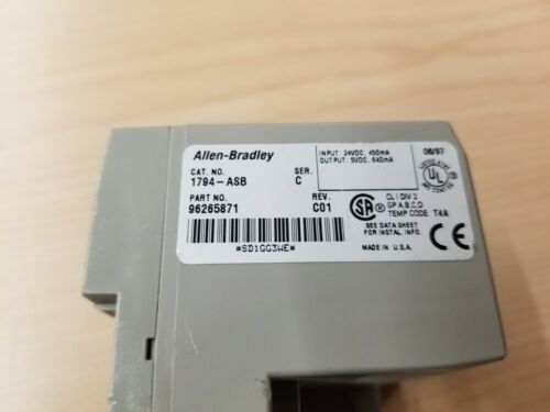 Allen Bradley Flex I/O 24VDC Power Supply RIO Adapter 1794-ASB C C01 PLC