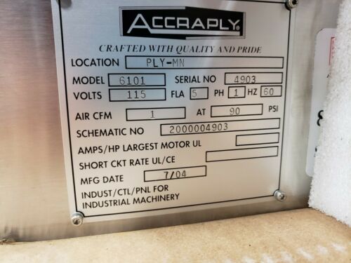 Barry Wehmiller Accraply 6101 Pressure Sensitive Benchtop Labeler