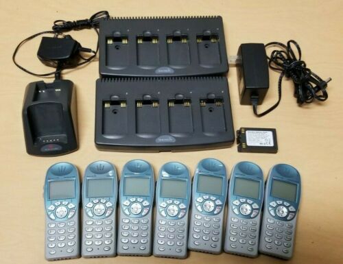 7 Spectralink Wireless Phones W/Batteries & Charging Stations LTB100 602X 6020