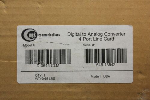 MCK DIGITAL TO ANALOG CONVERTER 4 PORT LINE CARD D-0645-CLM