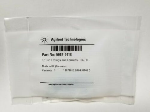 10/pk New Agilent 1/16in Fittings & Ferrules 5062-2418