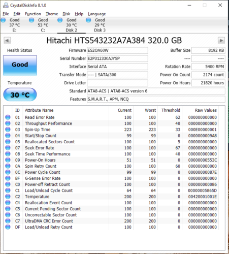 (3) Hitachi HTS543232A7A384 320GB Laptop Hard Drives
