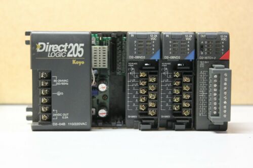 Direct Logic Koyo PLC Rack D2-04B with D2-08ND3 x2 and D2-16TD1-2 x1