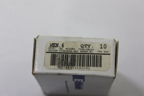 BOX OF 7 EDISON 250V 6A MEN.6 MIDGET TIME DELAY FUSES