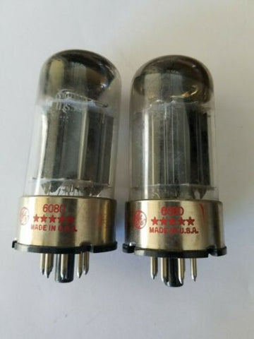 Pair of GE 6080 Vintage Vacuum Tubes