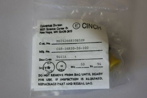New Cinch Military Mil Spec Connector &Contacts MS24266 R10B5SN C48-16R10-5S-102